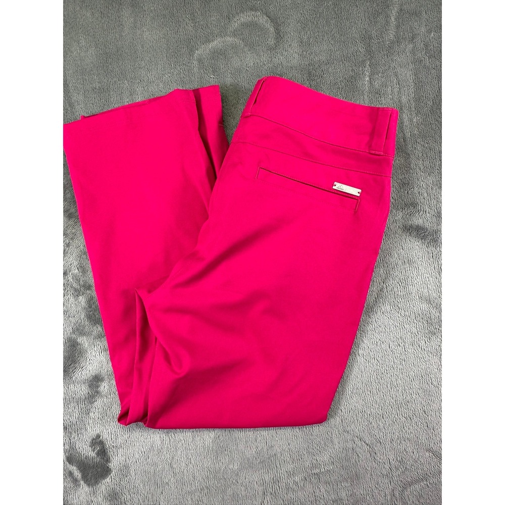 Adidas Golf Pants Womens Size 2 Magenta Pink Performance Straight Leg Split Hem